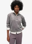 Superdry Country Club Velour Half Zip Jumper, Rock Dark Grey