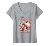 Womens Farm Fresh Pomegranate Shirt Ruby & Juicy Handpicked Fruit V-Neck T-Shirt