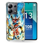 Cokitec Coque Renforcée Shatterproof pour Xiaomi Redmi Note 13 4G Manga Dragon Ball Sangoku Blanc