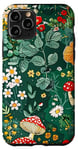 Coque pour iPhone 11 Pro Vert classique Paisley mignon Cottagecore Grenouille et champignon