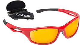 Cressi Sniper Sunglasses Lunettes de Soleil Sportif Adulte Unisexe, Rouge/Verres Miroir Orange, Taille Unique