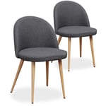 Intensedeco - Lot de 2 chaises scandinaves Cecilia tissu Gris foncé