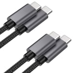 Câble USB C vers USB C (2-Pack) 60W/3A 6.6ft,USB Type C PD Câble de Chargement Rapide,Cordon en Nylon Tressé Compatible avec MacBook Pro,Samsung Galaxy S20,Switch et Autres Chargeurs USB C