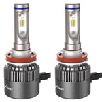 Lot de 2 ampoules de phares led H8/H9/H11 pour voiture, kits de conversion, corps en alliage d'aluminium aéronautique, 12 puces csp, 60 w, 7 600 lm,