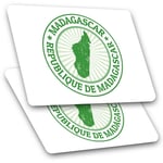 2 x Rectangle Stickers 10 cm - Republic De Madagascar Travel Map #4682