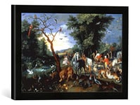 Kunst für Alle 'Image encadrée par Jan Brueghel Le Jeune J. Brueghel d.J., Arche de Noé Impression d'art dans Le Cadre de Haute qualité Photos Fait Main, 40 x 30 cm, Noir Mat