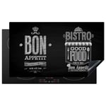 KitchenYeah© Protection Plaque Induction 89x51 cm Protege Gadget Deco Cuisine Cache Protège De Cuisson Accessoire Bon appétit - Noir et blanc - 89x51 cm