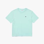 Lacoste Womenss Crewneck Premium Cotton T-Shirt in Blue material_cotton - Size 10 UK