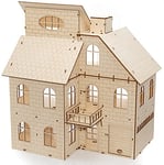 EWA Eco-Wood-Art Maison Eco Wood Art Doll House EWA Puzzle en Bois 3D pour Adolescents et Adultes – Maisonnette de poupées à Monter soi-même, Pas Besoin de Colle – 131 pièces – Naturel