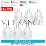 Prise Connectee Wifi Alexa Google Tuya Smartlife, Modele: 6pcs