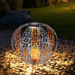 Boule solaire pour extérieur boule dorée Lampe solaire de jardin Lampe solaire orientale, avec effet lumineux et piquet au sol, 1x led blanc chaud,