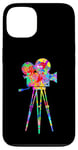 Coque pour iPhone 13 Caméra vidéo Arc-en-ciel Art Splatter Film Lover Design