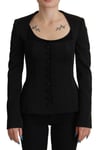 Dolce & Gabbana Veste Noir Slim Fit Manches Longues Snap IT38/US4/XS 3600usd