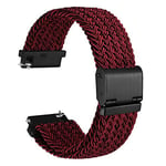 WOCCI 18mm Bracelet Montre en Nylon Tressé pour Homme et Femme, Réglable Boucle Noire (Rouge Noir)