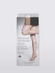 John Lewis 15 Denier Medium Support Knee High Tights, Pack of 2