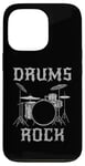 Coque pour iPhone 13 Pro Batterie Rock, batteur fête des pères musicien rock Goth