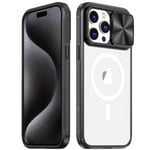 Rdyi6ba8 Clair Coque pour iPhone 15 Pro, Transparente Étui [Ne Jaunit Jamais] Protection de la Caméra Étui avec Coulisse Cache Objectif pour iPhone 15 Pro - Noir