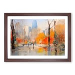 Central Park Gestural No.2 Framed Wall Art Print, Ready to Hang Picture for Living Room Bedroom Home Office, Walnut A2 (66 x 48 cm)
