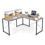 L-Shaped Computer Desk Wooden Writing Desk Workstation PC Desk w/ Monitor Stand