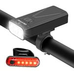 EBUYFIRE Ensemble Lumière Vélo, Rechargeable Avant et Arrière,Phare de Vélo 3000 Lumens Vrès Lumineux avec 3 LEDs IPX5 étanche pour Tous Les vélos (avec feu arrière Rechargeable)