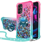 Silverback for Samsung A05S 5G Case,Moving Liquid Holographic sparkly Glitter Case With Stand and Lanyard, Girls Women Bling Ring Shockproof Protective Cover for Galaxy A05S 5G -Green