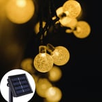 5m 20LED Vattentät Bubbla Boll Solenergi Slinga Ljus för Utomhus Jul Semester Fest Dekoration Varm Vit 2.5cm Ljus Boll