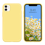 DOMAVER iPhone 11 Case Liquid Silicone Soft Gel Rubber Lightweight Slim Microfiber Lining Cushion Texture Cover Shockproof Protective Phone Cases for iPhone 11 6.1 Inch 2019 Yellow