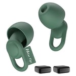 Silicone Ear Plugs for Sleep Noise Cancelling Noise Reusable Soft Comfortable Earplugs for Sleeping,Noise Sensitivity & Flights -16 Ear Tips in XS/S/M/L -33dB Noise Cancelling(Olive Green)