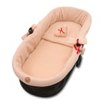 Coussin de siège Mousseline pour poussette bébé - housse de nacelle habillage couffin o réducteur chaise haute accessoires 3 pièces avec matelas et oreiller Beige