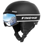 Findway Casque de Ski avec Lunettes de Ski pour Hommes Femmes Jeunes Casque Ski Ajustable pour Skating, Surf des neiges, Antichoc et Universel