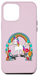 Coque pour iPhone 12 Pro Max Skateboard licorne arc-en-ciel pour enfant