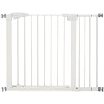 Barrière de sécurité animaux réglable 76-103L cm - porte 2 verrouillages, ouverture 2 sens - acier abs blanc