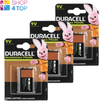 3 DURACELL RECHARGEABLE 9V BATTERIES 6HR61 DC1604 170mAh NiMH TRANSISTOR 1BL NEW