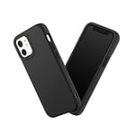 RHINOSHIELD Coque Compatible avec [iPhone 12 Mini] | SolidSuit - Coque Fine avec Technologie d'absorption des Chocs et Finition Premium Mate, Contour Objectif Photo Interchangeable - Noir Classic