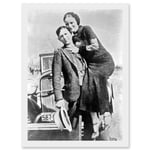 Clyde Barrow Gang Bonnie Parker Outlaw Criminal Photo Artwork Framed Wall Art Print A4