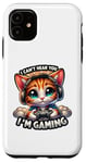 Coque pour iPhone 11 Chat gamer rétro avec casque : Can't Hear You, I'm Gaming!
