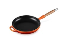 Le Creuset Poêle à frire en Fonte Émaillée avec poignée en bois, 24 cm, Volcanique, 20258240900422