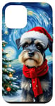 Coque pour iPhone 12 mini Miniature Schnauzer Starry Night Christmas Van Gogh Dog