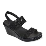 Skechers RUMBLE ON SASSY DAYZ Ladies Wedge Heel Sandals Black 4