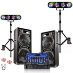 Pack Sono 2 Enceintes 2x1000W Ibiza STAR210 - Ampli 2x800W - Table Mixage DJM102-BT - 2 Portiques Lumière DJ Mooving LEDBAR-ASTRO-RC