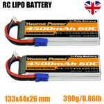 2pcs Youme 11.1V 3S LiPo Battery 4500mAh EC5 Plug Connector 60C for RC Airplane