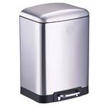 Dirt Devil Pedal Bin 12 L - Kitchen Waste Bin with Soft Close - Stainless Steel Waste Bin - Removable Inner Bucket - Kitchen Rubbish Bin - 27.5 x 25.5 x 40.2 cm - Silver