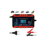 Gabrielle - Chargeur de batterie de voiture 6 a 12 v, chargeur de batterie de moto lcd avec écran tactile lcd pour camion/AGM/Gel/humide/SLA,