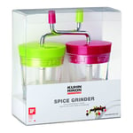 KUHN RIKON 23459 Spice Grinder moulins à épices Transparents Set Rouge/Vert, INOX, Multicolore