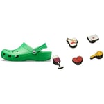Crocs Unisex's Classic Clog, Grass Green, 4 UK Men/ 5 UK Women Jibbitz Shoe Charm 5-Pack | Personalize with Jibbitz Night in One-Size