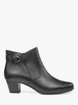 Hotter Addison Leather Low Block Heeled Ankle Boots, Black