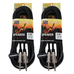 2x Heavy Duty 6.35mm Male Jack To 6.35mm Male Jack Audio Cables Leads 6m