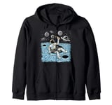 Astronaut Chilling in a Moon Pool Zip Hoodie