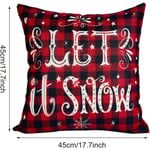 Jouluiset tyynyliinat 4 kpl - Punainen Musta Tartan Xmas Tyynyliinat 18x18, Pellava Christmas Design Tyynyliinat Christmas Square Tyynyliina