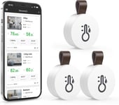 Thermomètre Hygromètre Intérieur Bluetooth, Capteur de Moniteur de Température avec App, Stockage de Données, Thermomètre Connecté, Mini Thermomètre d'ambiance pour Maison, Bureau, 3PCS